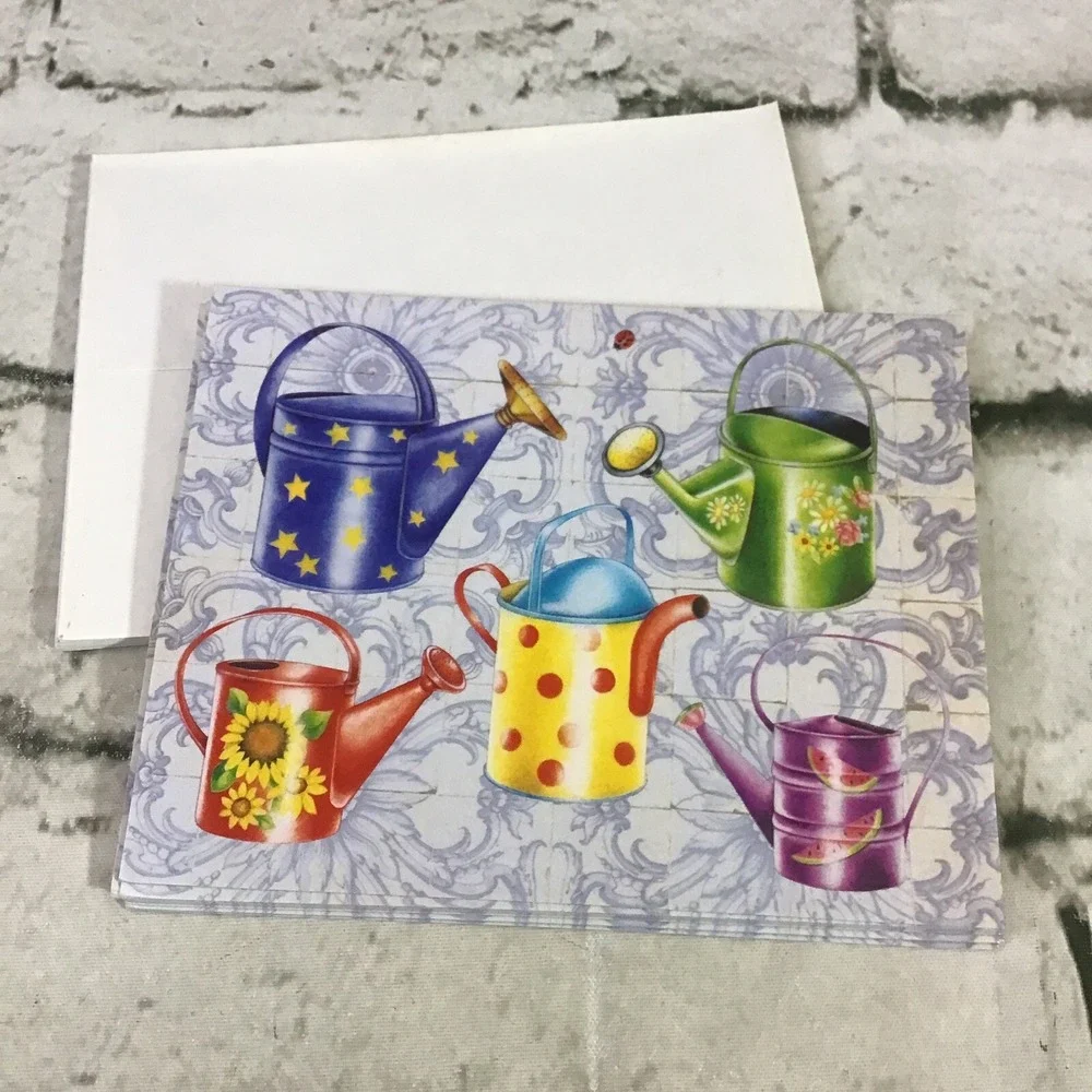 Vintage Note Cards Stephen Lawrence Watering Cans Gardener Lot Of 10